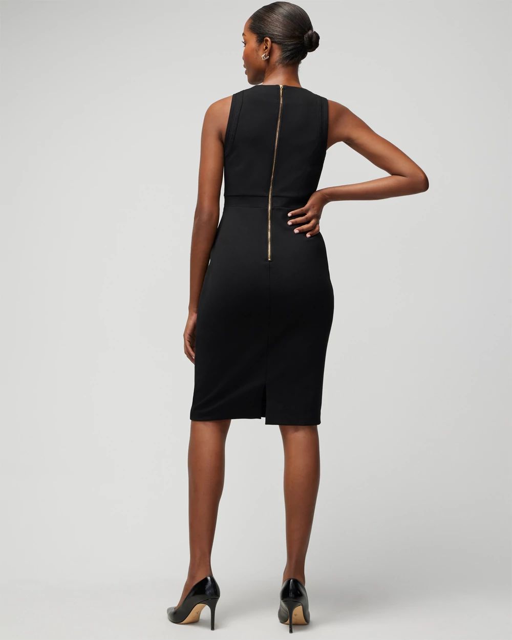 Sleeveless Crest Sheath Dress | White House Black Market